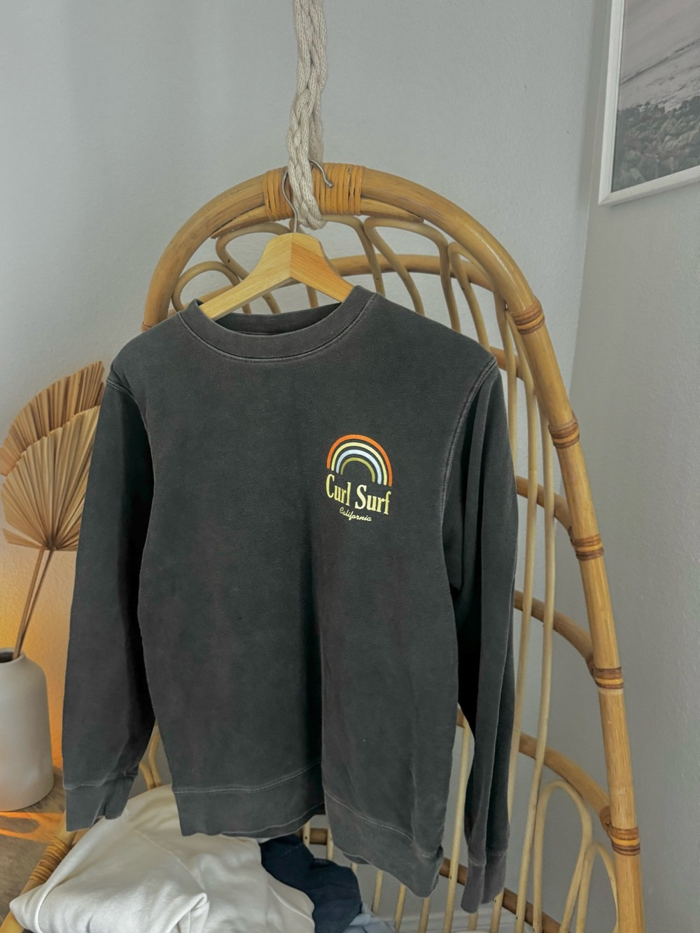 Curl Surf California Rainbow Graphic Sweatshirt Charcoal Gray Size XS/S